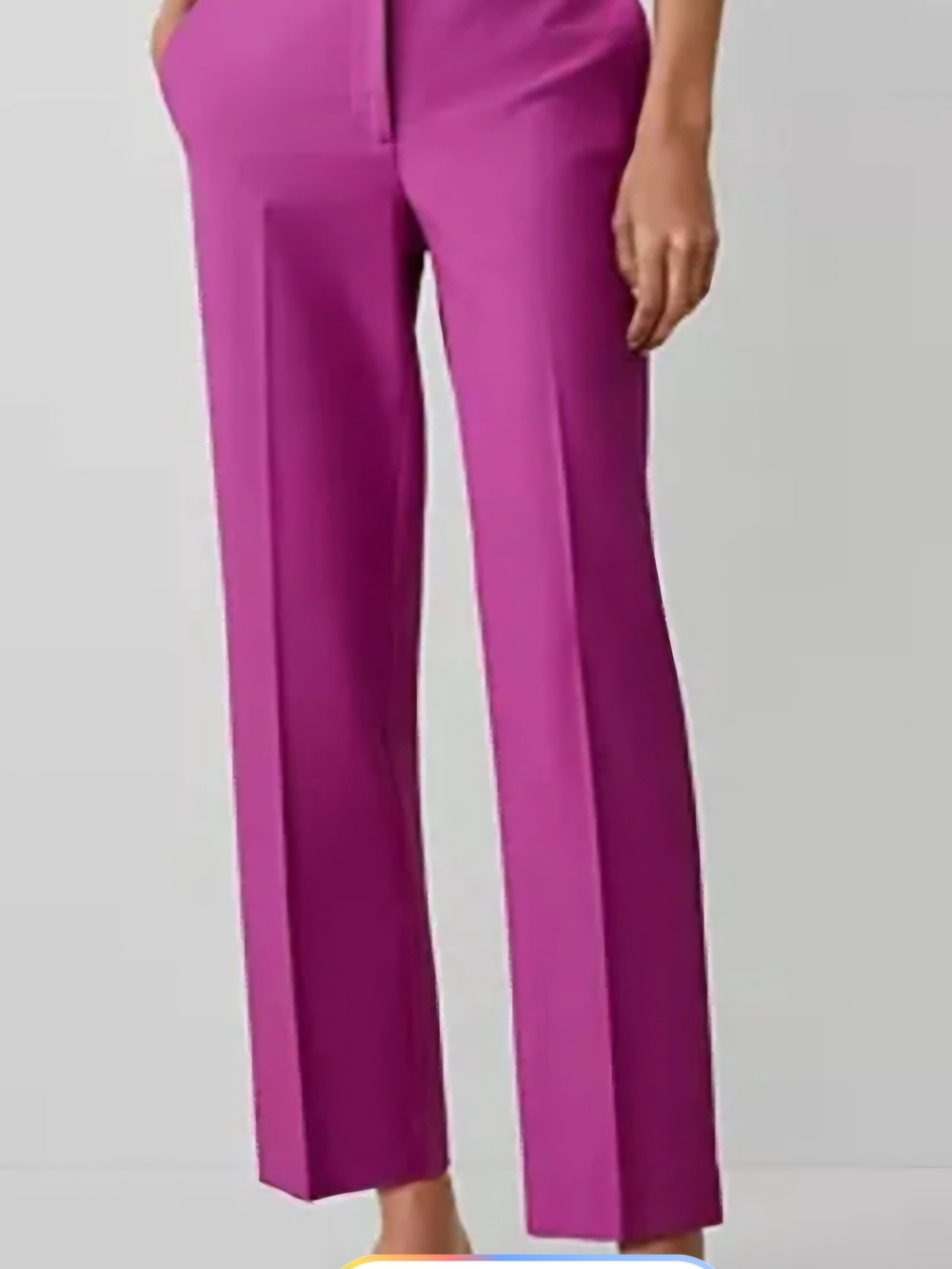 Ann Taylor - Tailored High-Waist Straight-Leg Pants in Vibrant Fuchsia